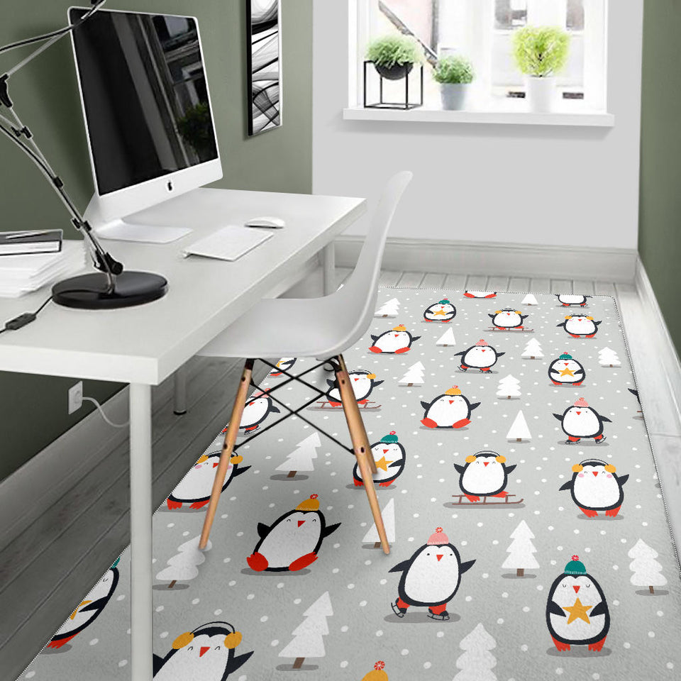 Cute Penguin Christmas Pattern Area Rug