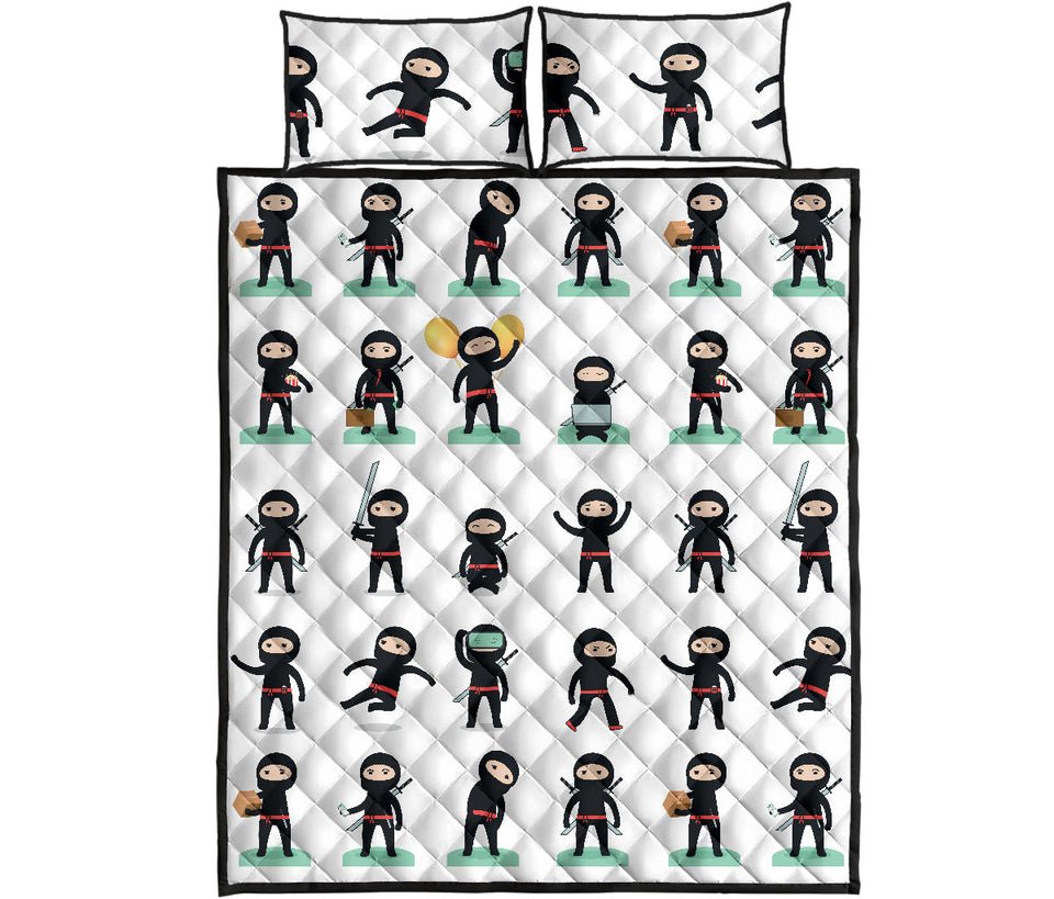 Cute ninja katana sword pattern Quilt Bed Set