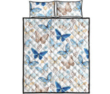 blue butterfly pattern Quilt Bed Set