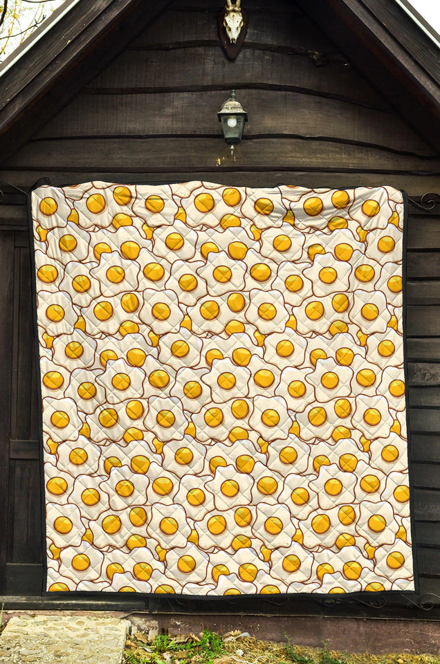 Fried Eggs Pattern Print Design 02 Premium Quilt
