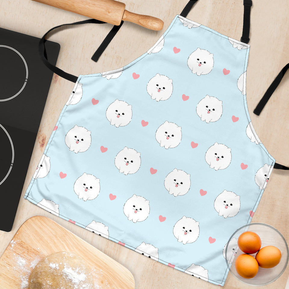 White Cute Pomeranian Pattern Adjustable Apron