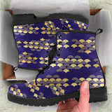 Beautiful Japanese Fan Pattern Leather Boots