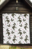 Boston Terrier Dog Hearts Vector Pattern Premium Quilt
