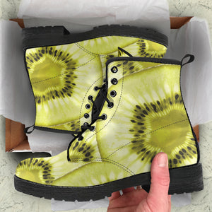 Sliced Kiwi Pattern Leather Boots