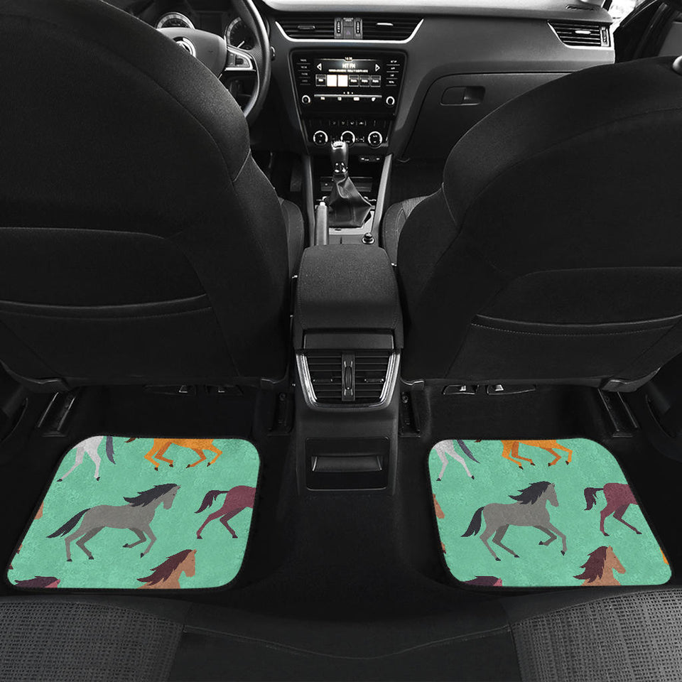 Colorful Horses Pattern Front And Back Car Mats