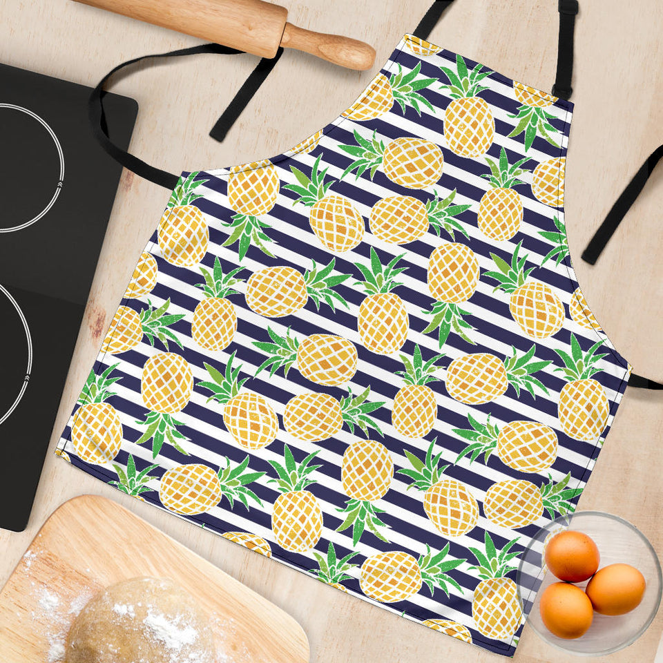 Pineapples Pattern Striped Background Adjustable Apron