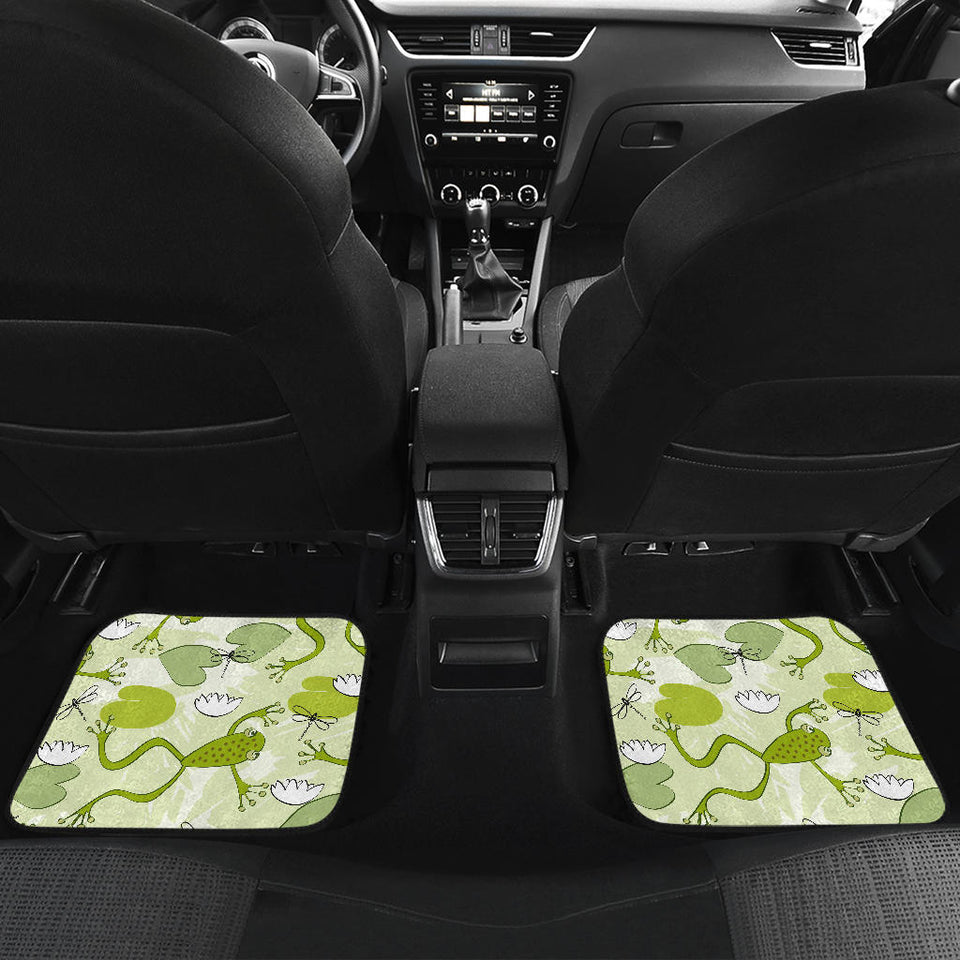 Cute Frog Dragonfly Pattern Front And Back Car Mats