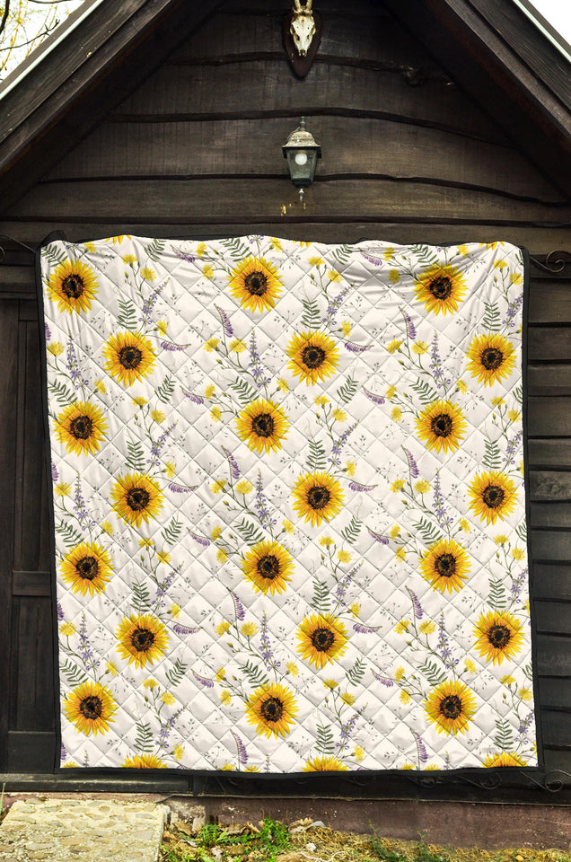 Beautiful Sunflowers Pattern Premium Quilt