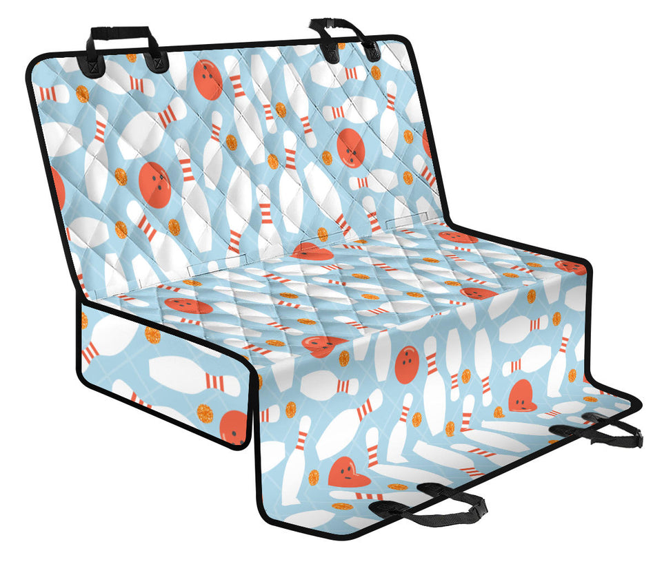 Bowling Ball Bowling Pins Blue Blackground Dog Car Seat Covers