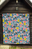 Colorful Mushroom Design Pattern Premium Quilt