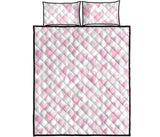 Watercolor pink heart pattern Quilt Bed Set