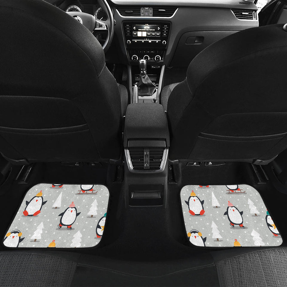 Cute Penguin Christmas Pattern Front And Back Car Mats