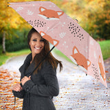 Cute Fox Pattern Pink Background Umbrella