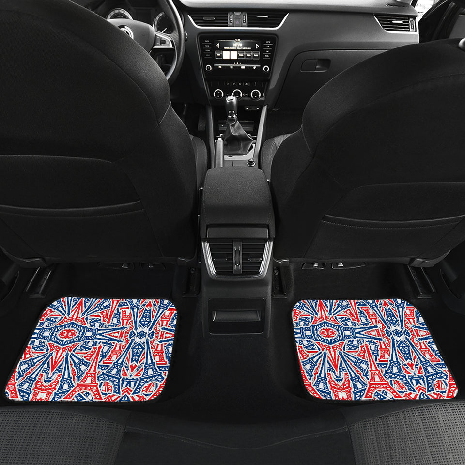 Eiffel Tower Pattern Print Design 02 Front and Back Car Mats