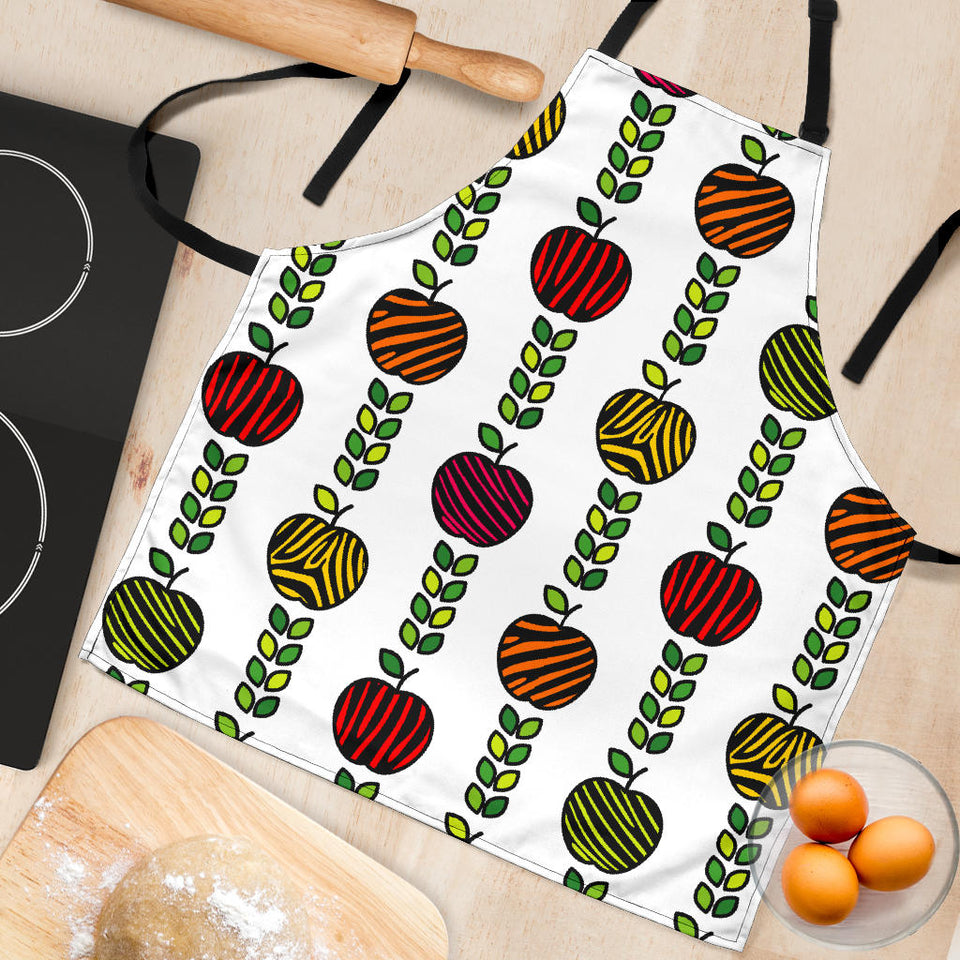 Colorful Apples Leave Zebra Stripe Adjustable Apron