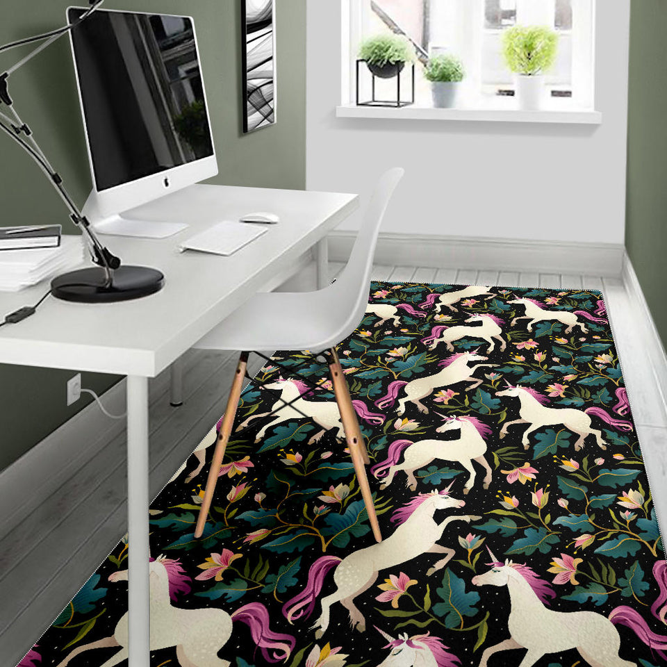 Unicorns Forest Background Area Rug