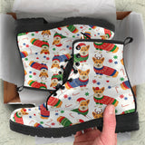 Corgi Christmas Pattern Leather Boots