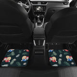 Cute Sloths Sleeping Christmas Ball Santa Hat Pattern Front And Back Car Mats