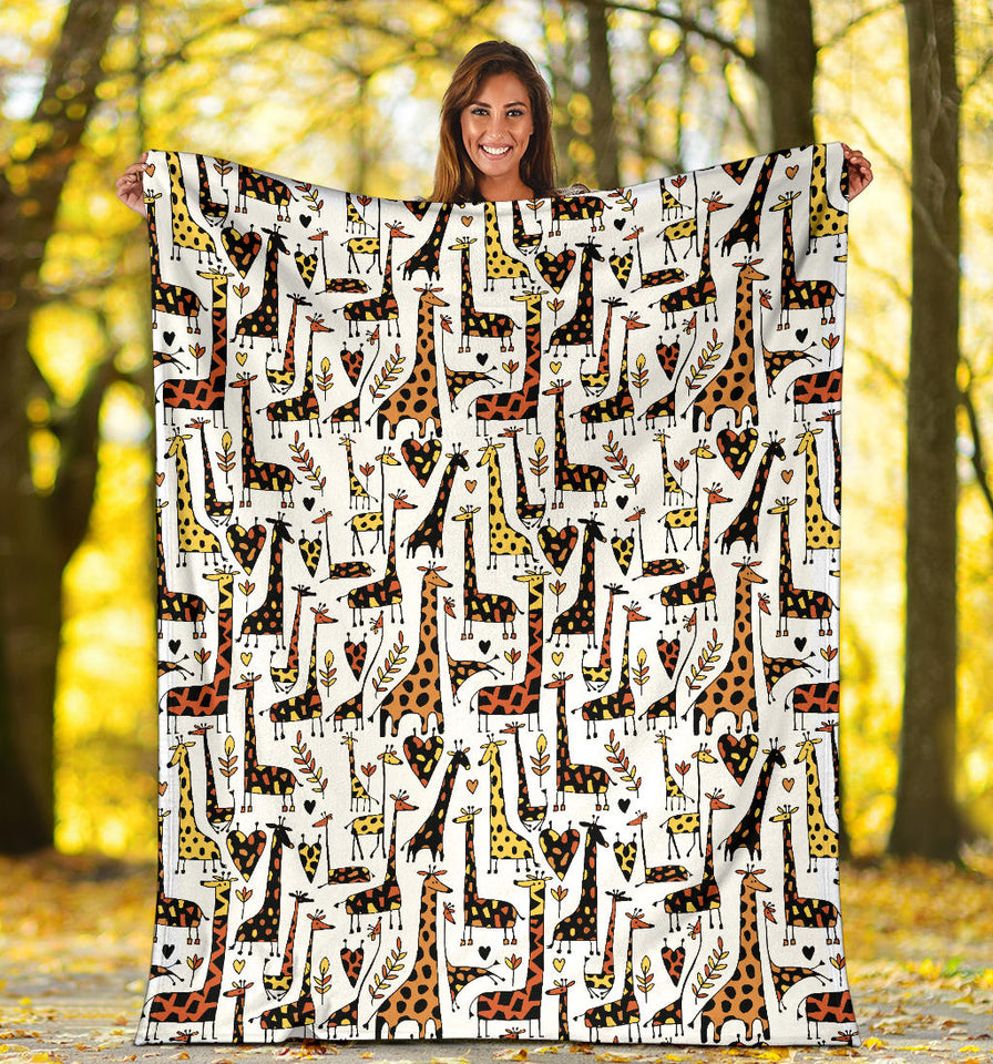 Giraffe Pattern Print Design 05 Premium Blanket