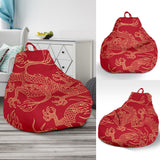 Gold Dragons Red Background Bean Bag Cover