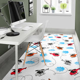 Watercolor Helicopter Cloud Pattern Area Rug