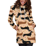 Dachshund Floral Background Women'S Hoodie Dress