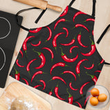 Chili Peppers Pattern Black Background Adjustable Apron