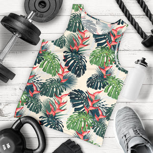 heliconia flowers, palm and monstera leaves Men Tank Top