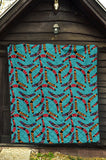 Boomerang Australian Aboriginal Ornament Blue Background Premium Quilt