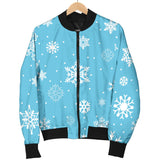 Snowflake Pattern Blue Background Men'S Bomber Jacket