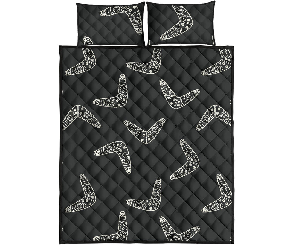 Hand drawn boomerang Australian aboriginal ornament Quilt Bed Set