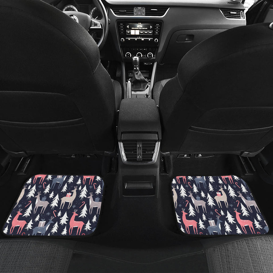 Deers Winter Christmas Pattern Front And Back Car Mats