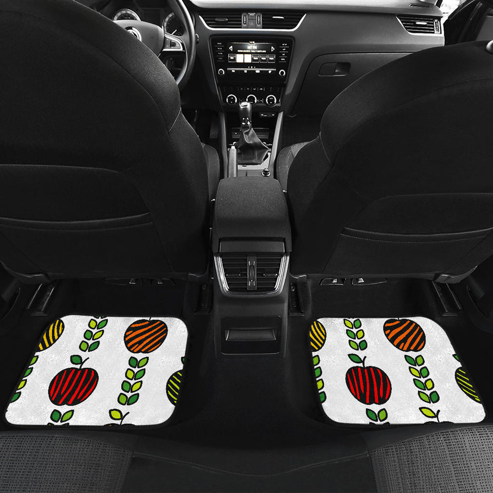 Colorful Apples Leave Zebra Stripe Front And Back Car Mats