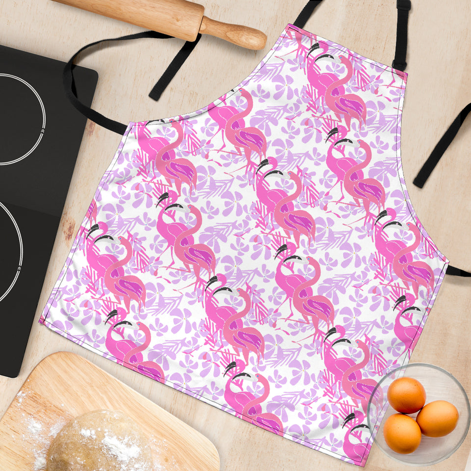 Pink Flamingo Flower Pattern Adjustable Apron