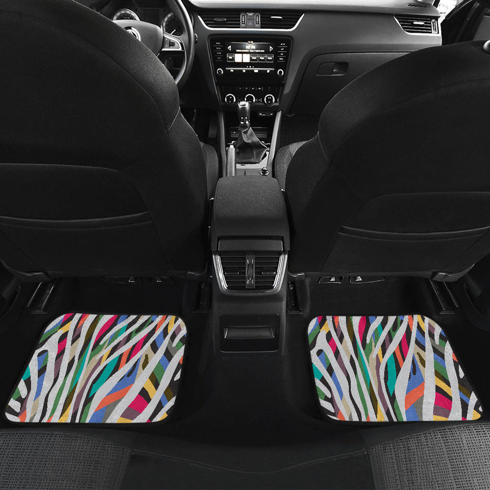 Colorful Zebra Skin Pattern Front And Back Car Mats