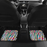 Colorful Zebra Skin Pattern Front And Back Car Mats