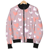 Coral White Heart Pattern Women'S Bomber Jacket