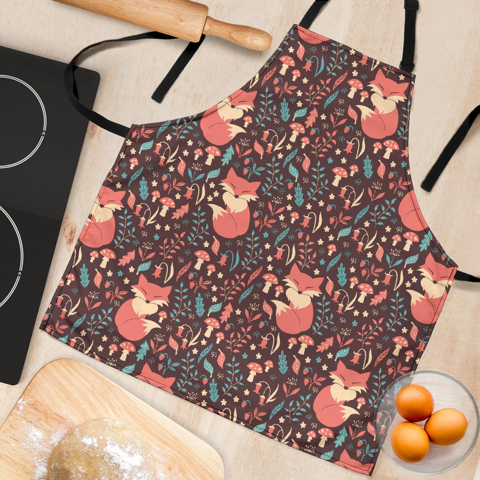 Fox Leaves Mushroom Pattern Adjustable Apron