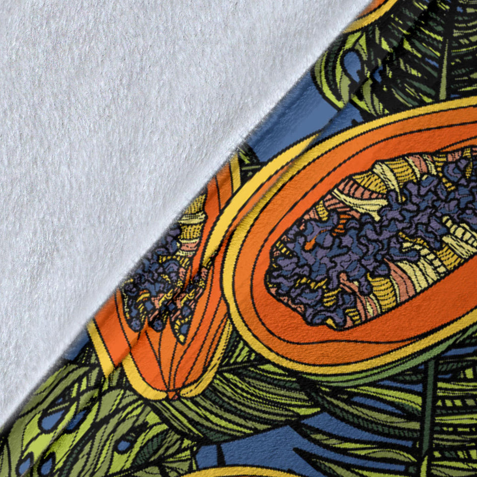 Colorful Papaya Tropical Leaves Premium Blanket