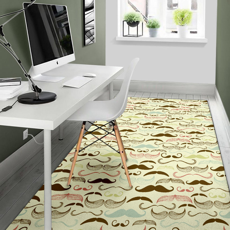 Mustache Beard Pattern Print Design 01 Area Rug