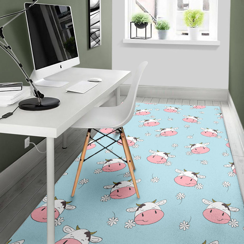 Cute Cow Flower Pattern Area Rug