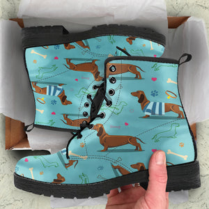 Dachshund Decorative Background Leather Boots