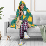 Sun Green Background Hooded Blanket