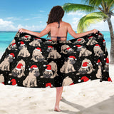Christmas Pugs Santa_S Red Cap Pattern Sarong