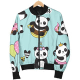 Cute Baby Panda Pattern Women'S Bomber Jacket