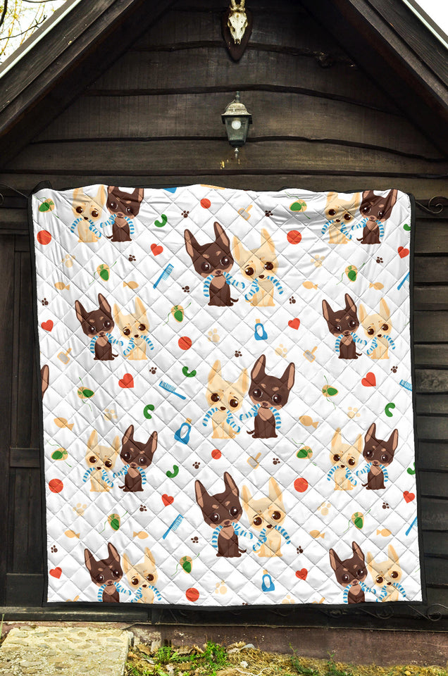 Cute Chihuahua Dog Pattern Premium Quilt