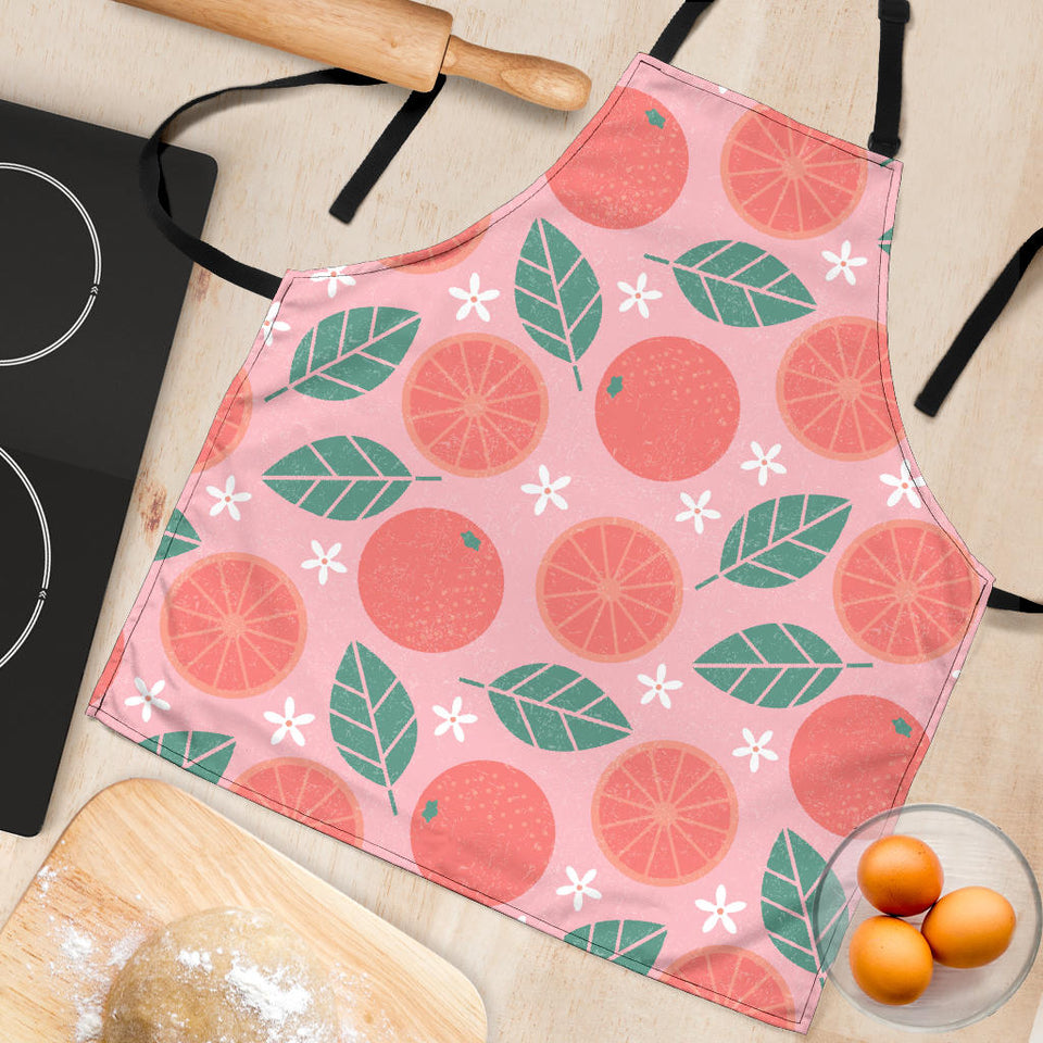 Grapefruit Leaves Flower Pink Background Adjustable Apron