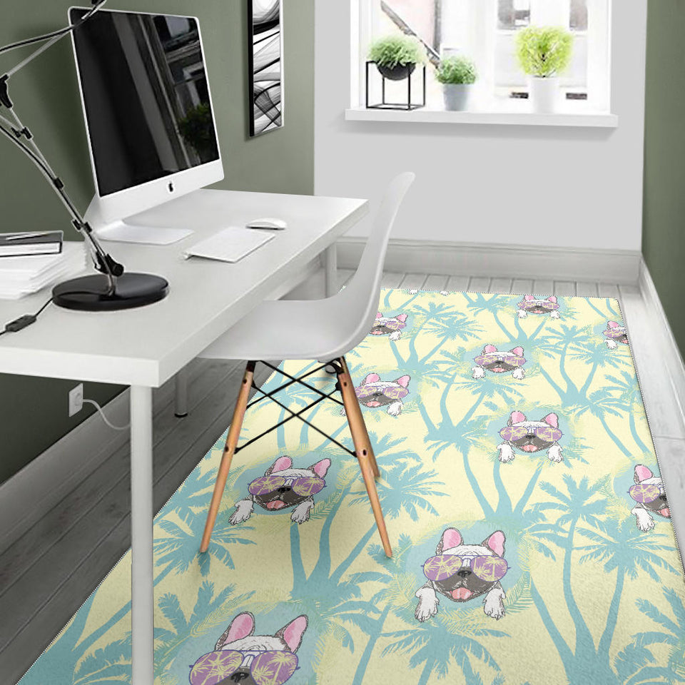 French Bulldog Hawaii Blackground Area Rug