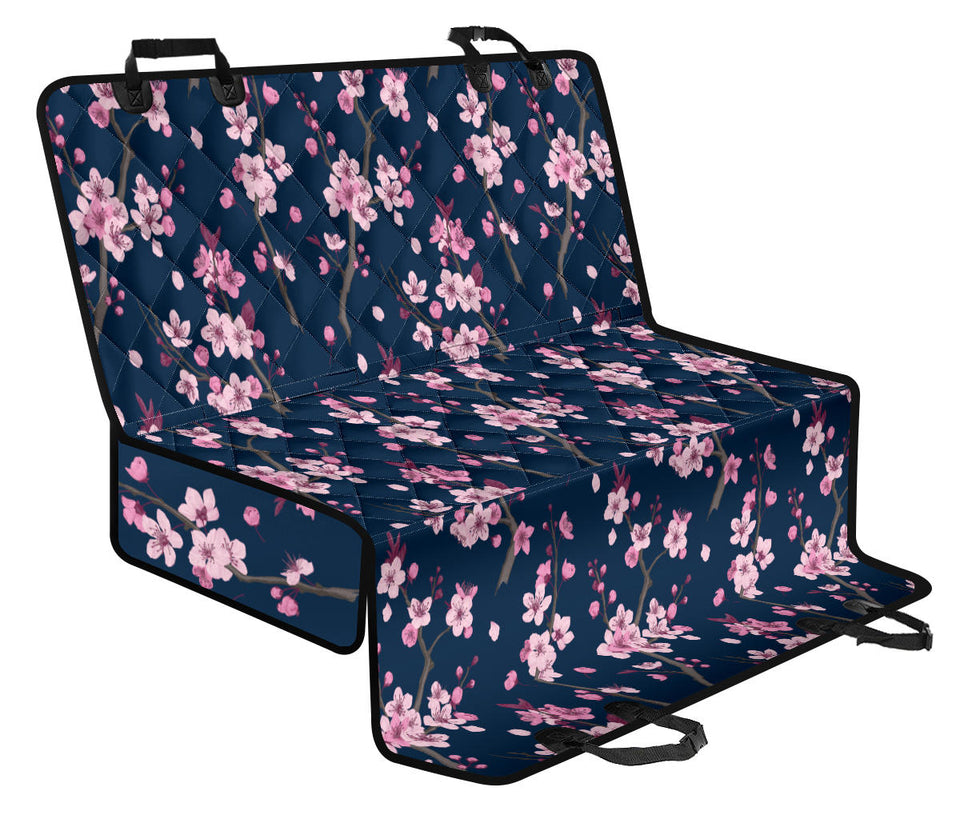 Pink Sakura Cherry Blossom Blue Background Dog Car Seat Covers