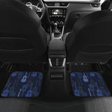 Blue Theme Guitar Pattern Front And Back Car Mats
